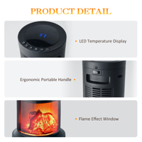 Radiateur tour en céramique PTC 1500W, autoportant, avec écran LED, protection contre la surchauffe et la basculation, ventilateur électrique portable, 249 pieds carrés