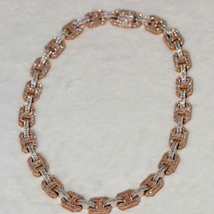 Cadena de Eslabones de Lujo con Diamantes de Moissanita Bicolor, Collar Hip Hop Iced Out, Joyería Premium VVS, Accesorio de Moda Unisex - Product Image 1