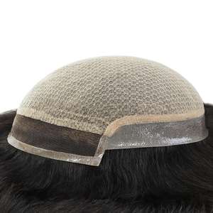 Sistema di Sostituzione <span class=keywords><strong>Capelli</strong></span> Durevole da <span class=keywords><strong>6</strong></span> Pollici con <span class=keywords><strong>Base</strong></span> in Seta e Pizzo Frontale, Toupet in <span class=keywords><strong>Capelli</strong></span> Indiani, Protesi Capillare Professionale per Uomini - Product Image 6