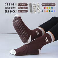 Chaussettes de yoga et de pilates personnalisées en coton avec grip en silicone antidérapant, design sur mesure, chaussettes de yoga mi-mollet