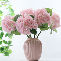 Fleur d'Hortensia Artificielle en Latex “Real Touch” de Haute Qualité, Grande Tête, Tige pour Fêtes, Hôtels, Mariages, Fleurs Décoratives de Table, Bleue