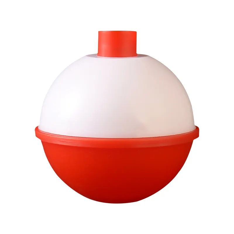 DN size 1.0/1.25/1.5/1.75/2.0 inch snap-on round floats ball sea rock fishing bobber red and white plastic fishing float