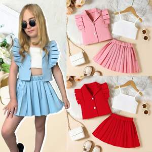 Nuovo Completo per Bambine: Top Canotta e Gonna Plissettata, <span class=keywords><strong>Abbigliamento</strong></span> <span class=keywords><strong>Trendy</strong></span> per Bambini, Vestiti per Neonati, Outfit per Bambine e Bimbe Piccole - Product Image 2