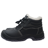 Bottes de travail montantes à embout d'acier pour l'hiver - Tige en cuir véritable, semelle extérieure en PU, doublure en maille respirante, antidérapantes, pour chantier, unisexe