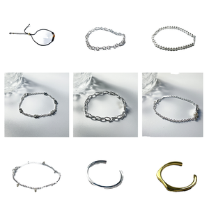 Pulsera de <span class=keywords><strong>Cadena</strong></span> de Plata de Alta Calidad para Mujer, Popular en España, con Baño de Oro, Diseño de <span class=keywords><strong>Oso</strong></span>, Brazalete de Aleación Moderno con Línea de Ónix - Product Image 1