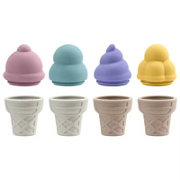 Vente en gros d'usine : Jouets de bain pour bébés en forme de crème glacée, jouets de dentition en silicone sans BPA