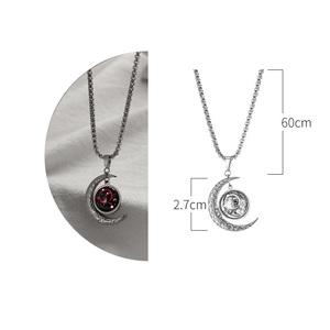 Colgante luminoso de acero inoxidable con forma de media luna del zodiaco <span class=keywords><strong>chino</strong></span>, collar Vintage - Product Image 3