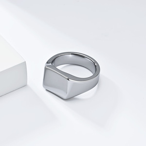 yunnique minimalist style geometric smooth square tungsten steel ring for men, a light luxury and high-end hand acc - Product Image 3