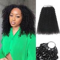 Extensions de cheveux humains Afro Kinky Curl Feather Crochet, sans perte de cheveux, installation facile pour femmes noires