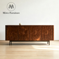 Buffet moderne en bois massif avec compartiments de rangement, armoire personnalisée en bois de placage naturel, console multimédia de rangement