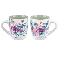 Vente en gros Tasse à café réutilisable en céramique Coffret cadeau Promotion Fleurs violettes Tasses à café élégantes