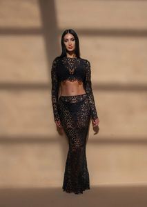 Nuovi Modelli di Abiti Lunghi Estivi da Donna con <span class=keywords><strong>Maniche</strong></span> <span class=keywords><strong>Lunghe</strong></span>, <span class=keywords><strong>Vestito</strong></span> a Tubino <span class=keywords><strong>Bianco</strong></span> in <span class=keywords><strong>Pizzo</strong></span> a Due Pezzi - Product Image 6