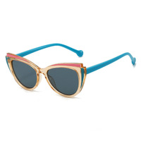 Lunettes de soleil rétro vintage œil de chat, monture PC colorée, verres dégradés, accessoires de plage pour femmes