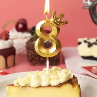 Bougies d'anniversaire numérotées en forme de couronne de diamants 0-9, multicolores or et argent, pour gâteau, décoration de fête d'anniversaire