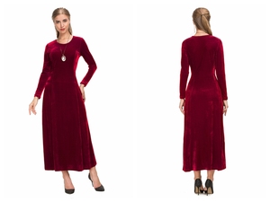 Bella cravatta in vita elegante lussuosa in velluto a manica lunga nera Maxi <span class=keywords><strong>abito</strong></span> da sera nuovo Design - Product Image 6