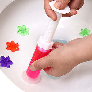 화장실 젤 스탬프, 6 종 향기 변기 클리너 젤, 오래 지속되는 꽃 모양의 욕실 방향제, 신선한 향기 유지 - Product Image 1