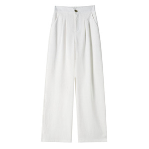 En stock, nouveau <span class=keywords><strong>pantalon</strong></span> d'été en soie glacée texturée, <span class=keywords><strong>pantalon</strong></span> fin à taille haute, jambe large et étroite pour femmes - Product Image 4