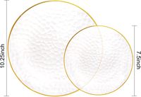 Assiettes jetables en plastique transparent Baisente Luxury BST Gold Rim, design martelé robuste, pour mariage, fête, usage quotidien