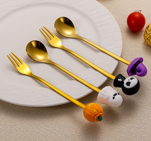 Juego de Cubiertos de Acero Inoxidable con Diseño de Calabaza y Fantasma para Halloween, Cuchara y Tenedor de Dibujos Animados, Vajilla para Fiestas, Venta al por Mayor - Product Image 6