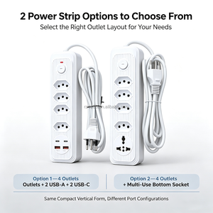 Multiprise standard brésilienne 4 prises avec ports USB-C et USB-A 5V/2A, rallonge de bureau avec interrupteur marche/arrêt et indicateur LED - Product Image 6