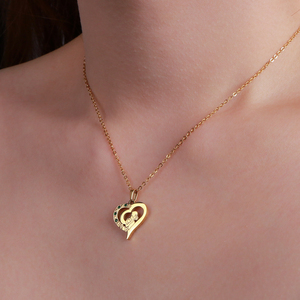 Collar con colgante de corazón chapado en oro 304 316 con circonita cúbica, diseño de amor para mujer, romántico, para uso diario. - Product Image 1
