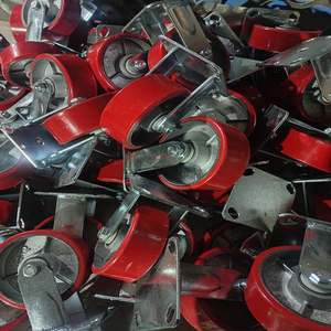4 5 6 8 Zoll Hochleistungs-Lenk rollen Gusseisen kern Silent Red Pu Schwenk rollen rad mit Bremse - Product Image 2