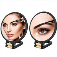Miroir de maquillage pliable double face avec grossissement 10x/1x et cadre en plastique