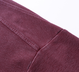 قميص بولو رجالي عالي الجودة بأكمام قصيرة بتصميم عتيق من نسيج الوافل المغسول بالحمض بسحاب ربعي 325G للارتداء الصيفي - Product Image 3