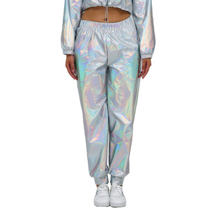 <span class=keywords><strong>Pantalones</strong></span> de Baile de Calle Brillantes <span class=keywords><strong>para</strong></span> Mujer, Estilo Hip Hop, de Piel Sintética Holográfica Metálica, Anchos y Holgados, <span class=keywords><strong>para</strong></span> Fiesta, Jazz, Disfraz, Cosplay - Product Image 6