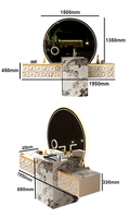 Meuble-lavabo mural moderne de luxe en alliage d'aluminium, armoire flottante gaufrée, miroir intelligent éclairé par LED, pour salle à manger d'hôtel haut de gamme