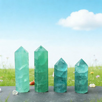 Obélisque en Fluorite Verte Naturelle Polie, Pointe de Cristal, Fourniture d'Usine pour Magasin de Cristaux, Inventaire, Décoration Spirituelle, Cadeau