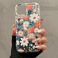 Coque de Téléphone Transparente à Grand Motif Floral Bleu Estival pour iPhone 15 14 Pro Max 13 12 Pro 11 X XR XS 7 8 Plus SE2 Mini