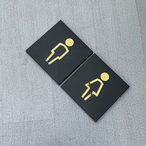 ป้ายสแตนเลสประตูสีทองกลวงด้วยเลเซอร์ตัดสัญญาณเตือนห้องน้ำ - Product Image 5