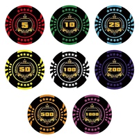 Jetons de poker en céramique personnalisés 39mm 10g Bordure Couronne de Laurier Effet Rayon de Soleil Ensemble de 5 à 1000 MOQ 100 Conception Gratuite Vente en Gros Club
