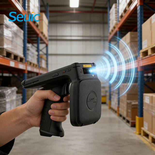 Waterproof UHF RFID Reader Handheld Long Range 15M Portable Handheld Barcode Scanner Gun