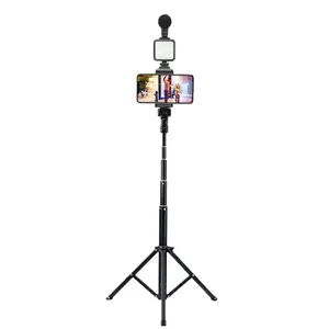 Lampu fotografi Video Studio kamera persegi 3.3 inci dengan kaki Tripod 1.3 penjepit telepon dan mikrofon setelan