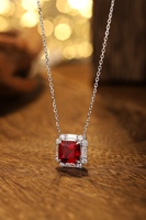 Collier personnalisé en gros de bijoux de mode en laboratoire avec rubis en argent sterling 925 collier avec pendentif en rubis rouge pour femmes