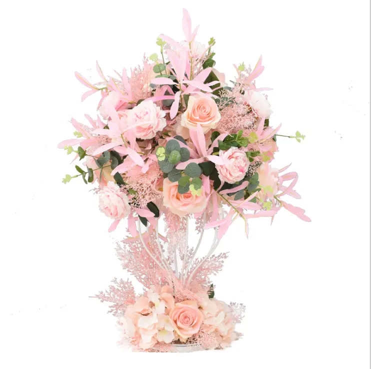 H & D050721 — pendentifs fleurs en mousse, pièces centrales, pour décor de mariage, table avec fleurs bordeaux, central, boule de mousse