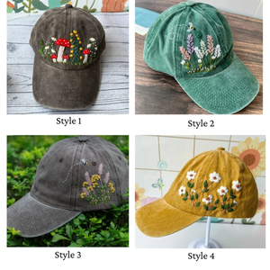 Casquette de baseball en denim unisexe personnalisable vente en gros broderie florale chapeau vintage de haute qualité femmes tissu imperméable - Product Image 5