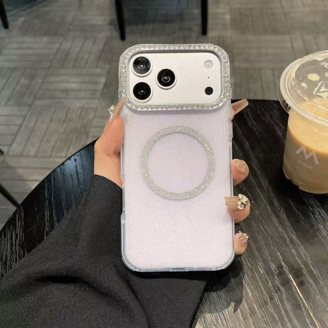 New Fashionable Colorful Glitter Diamond 3D Hard PC Shockproof Magnetic Mobile Phone Case for 17/16/15