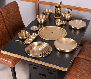 Table de barbecue rectangulaire pour <span class=keywords><strong>restaurant</strong></span> intérieur coréen, motif personnalisé, brochettes coréennes, table de barbecue coréen, table à fondue - Product Image 2