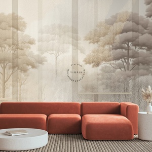 Papel Tapiz Autoadhesivo Moderno con Relieve, Impermeable, Botánico, Abstracto, Mural Artístico de Paisaje Forestal Nostálgico, Fácil de Instalar en Dormitorios y Salas de Estar - Product Image 4