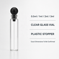 Botol Sampel Parfum Kaca Kosong Grosir 0.5ml 1ml 2ml 3ml Botol Tester Aroma dengan Penutup Bola Hitam