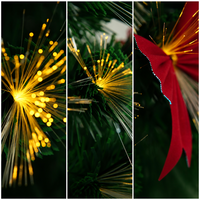 Sapin de Noël artificiel pré-éclairé en fibre optique, pliable, télescopique, en PVC ignifuge, taille personnalisable 60-240 cm, LED d'intérieur