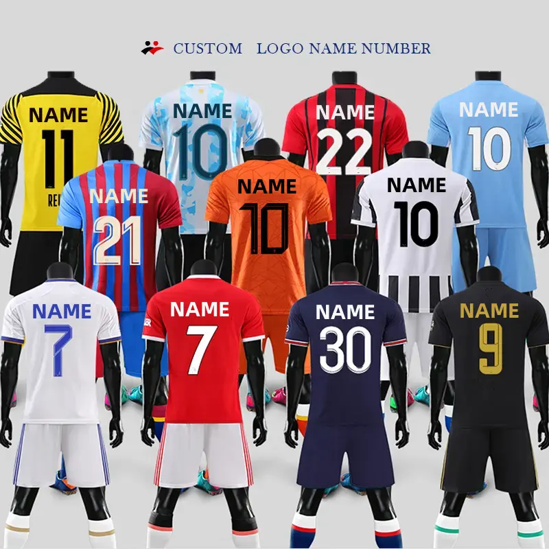 Custom Men Retro Soccer Wear For Kids Kit Jersey Set Football Uniform Club Soccer Uniforms