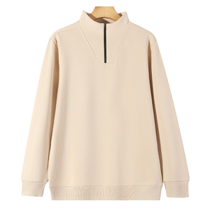 Sudadera con media cremallera y cuello levantado de estilo coreano-Top deportivo suelto de moda para Adolescentes (mezcla de algodón, Otoño/Invierno) - Product Image 1