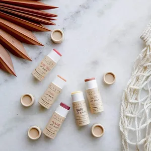 Custom Printed Biodegradable Skincare Kraft Paper <b>Cardboard</b> Lipstick Lipbalm Tube Deodorant 3 oz Push Up Cylinder Packaging - Product Image 5