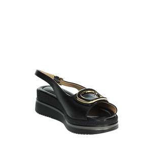 Sandales compensées pour femme Valleverde V32104 en cuir noir style plateforme - Product Image 5
