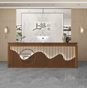 Beauty Salon <b>Reception</b> Desk Wood Veneer Laminate Modern Design Hotel Lobby Clinic Spa Front <b>Counter</b> Office - Product Image 1