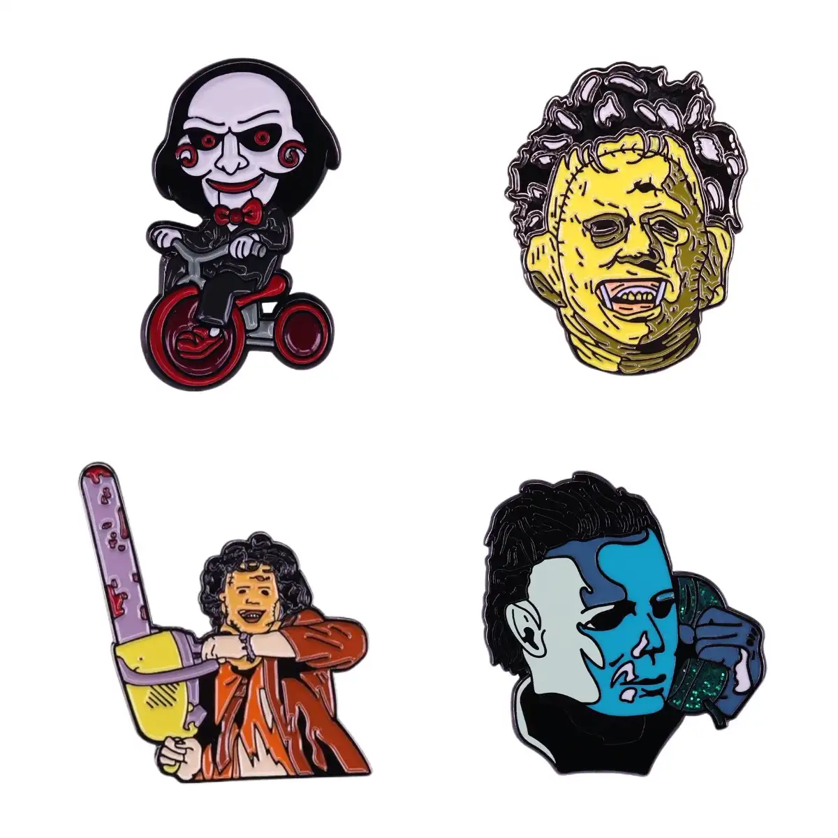 Excellent Quality 90s Horror Movie Chainsaw Jewelry Pin for Backpacks Lapel Enamel Pins Brooches for Bags Badges Friends Gifts